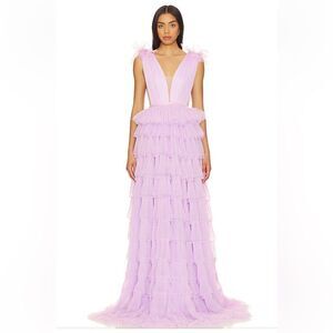 Sau Lee Sabrina Gown Lavender tulle maxi dress fairy gown Revolve NWT 6